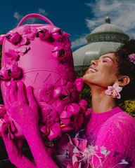 NYBG PINK LEATHER FLOWERS BACKPACK