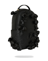 NYBG BLACK LEATHER FLOWERS BACKPACK