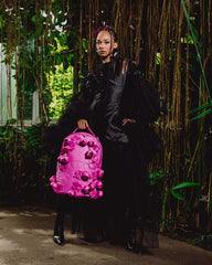 NYBG PINK LEATHER FLOWERS BACKPACK