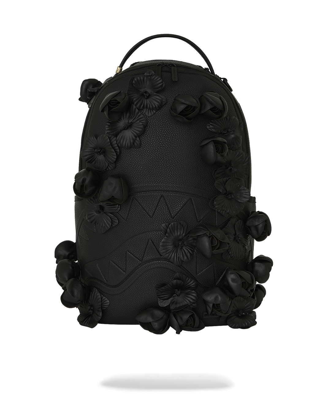 NYBG BLACK LEATHER FLOWERS BACKPACK