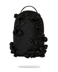 NYBG BLACK LEATHER FLOWERS BACKPACK